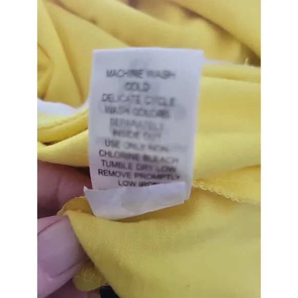 Woman Within Top Plus Size 4X Yellow White Piping Cap Sleeve Top Casual Beachy - Picture 5 of 5